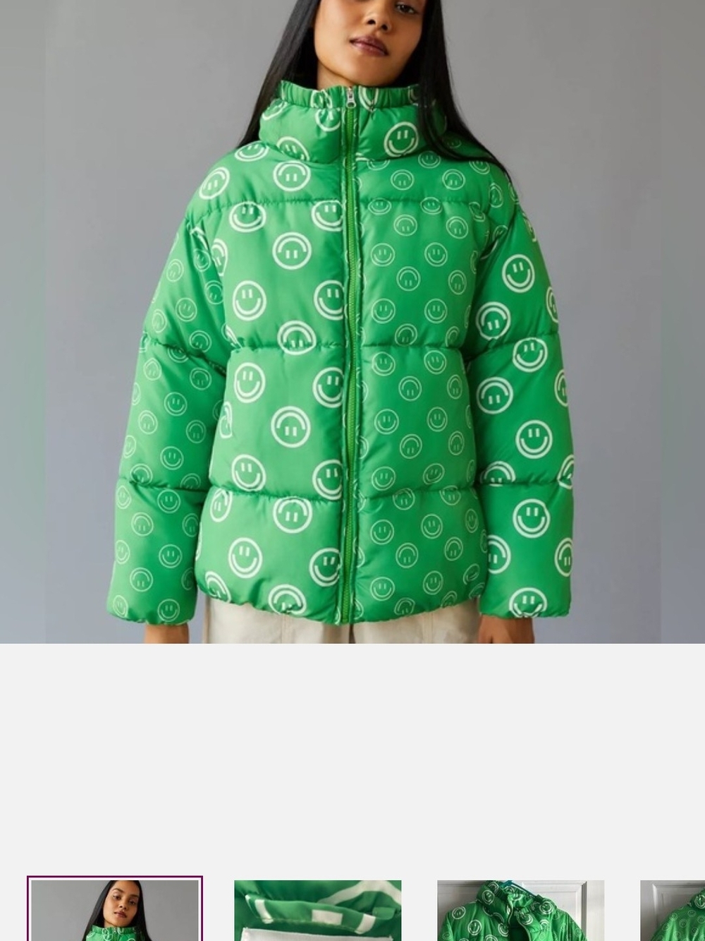 Native Youth Green Smiley Puffer Jacket
